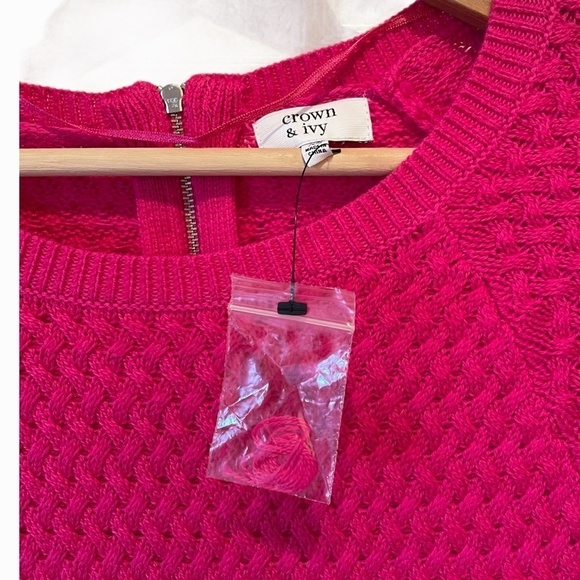 Crown & Ivy Ladies Pink Long  Knit Sweater - Picture 4 of 8